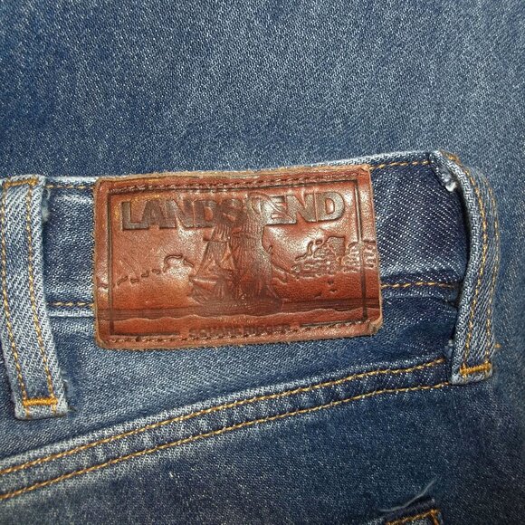 Lands' End Square Rigger Mens Jeans Size 40 Elastic Stretch Waist Faded Blue - Picture 5 of 9